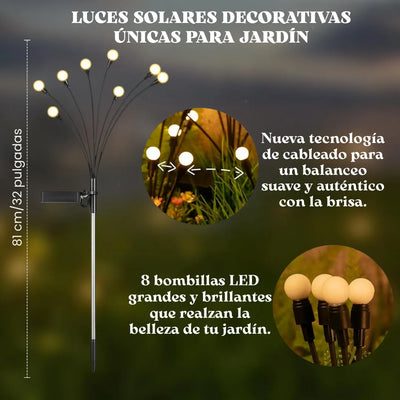 Luces Navidenas Solares Exterior Luces Luciérnagas Led 2pz Amarillo