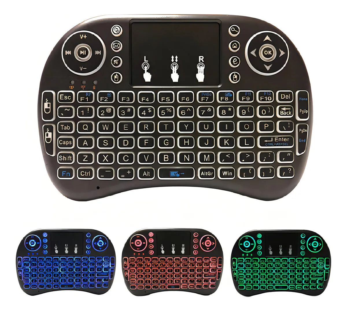 Mini Teclado Inalambrico Noga Con Mouse Para Smart Tv Ps3 Pc Xbox Negro