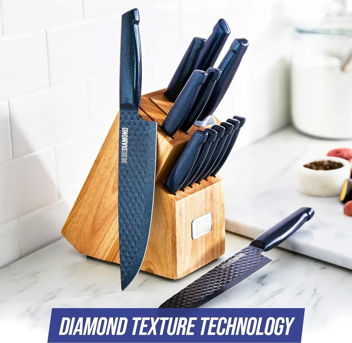 Set Cuchillos Acero Inoxidable Azul Diamond 14 Piezas