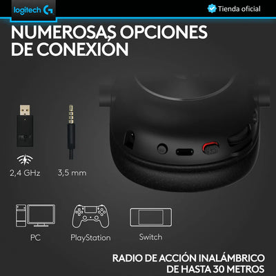 Logitech G Pro X 2, Diadema Gamer 7.1 Lightspeed / Bluetooth Negro