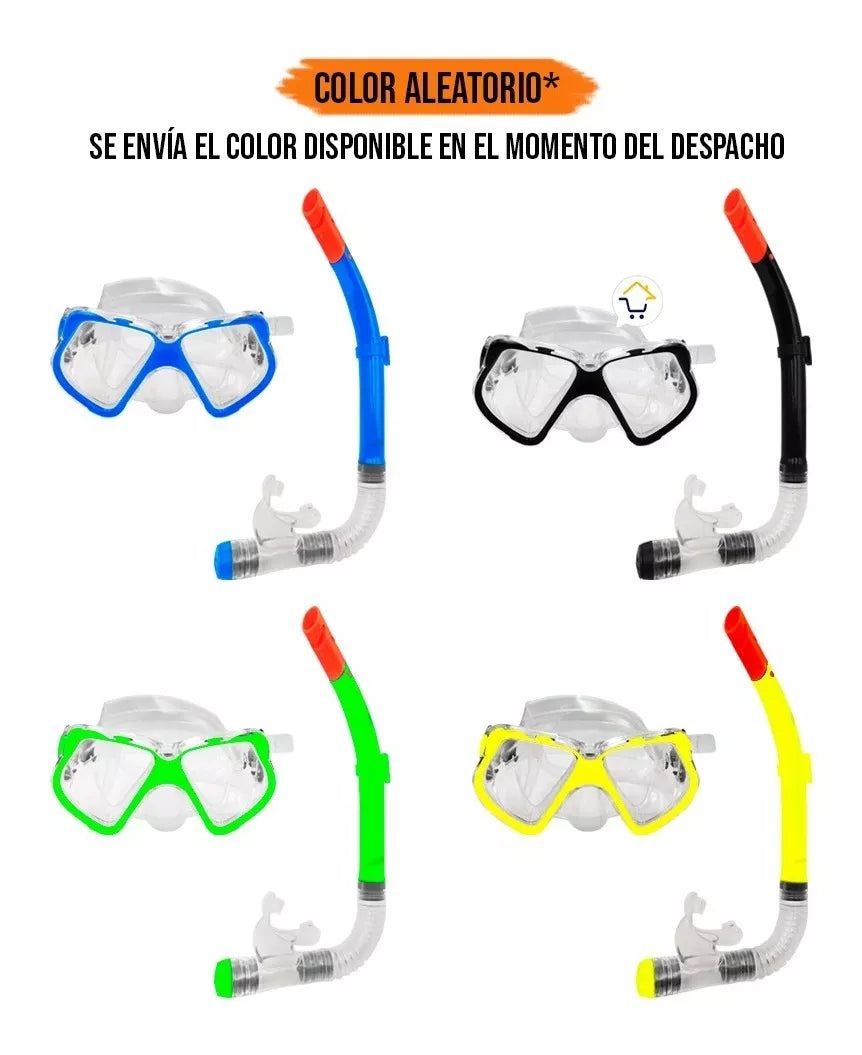 Kit Careta + Snorkel Para Buceo Piscina Playa NSP1900