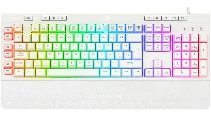Teclado Gamer Membrana Redragon Shiva White K512w-rgb