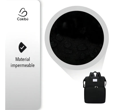 Pañalera Morral 3 En 1 Color Negro Cokibú Diseño De La Tela Oxford