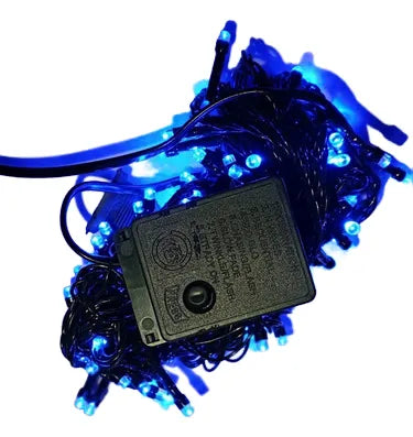 Serie Navideña Luz Led Azul X100 Luces Cable Verde Paq. X4