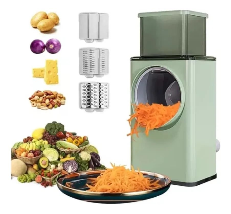 Cortador De Verduras Multifuncional 3 En 1 Cuchilla Rallador Verde Claro