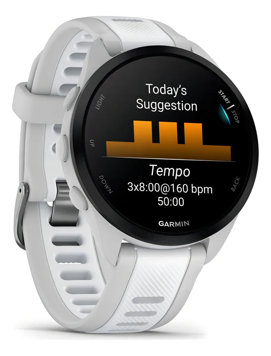 Reloj Garmin Forerunner 165 Music Amoled con bisel blanco y negro