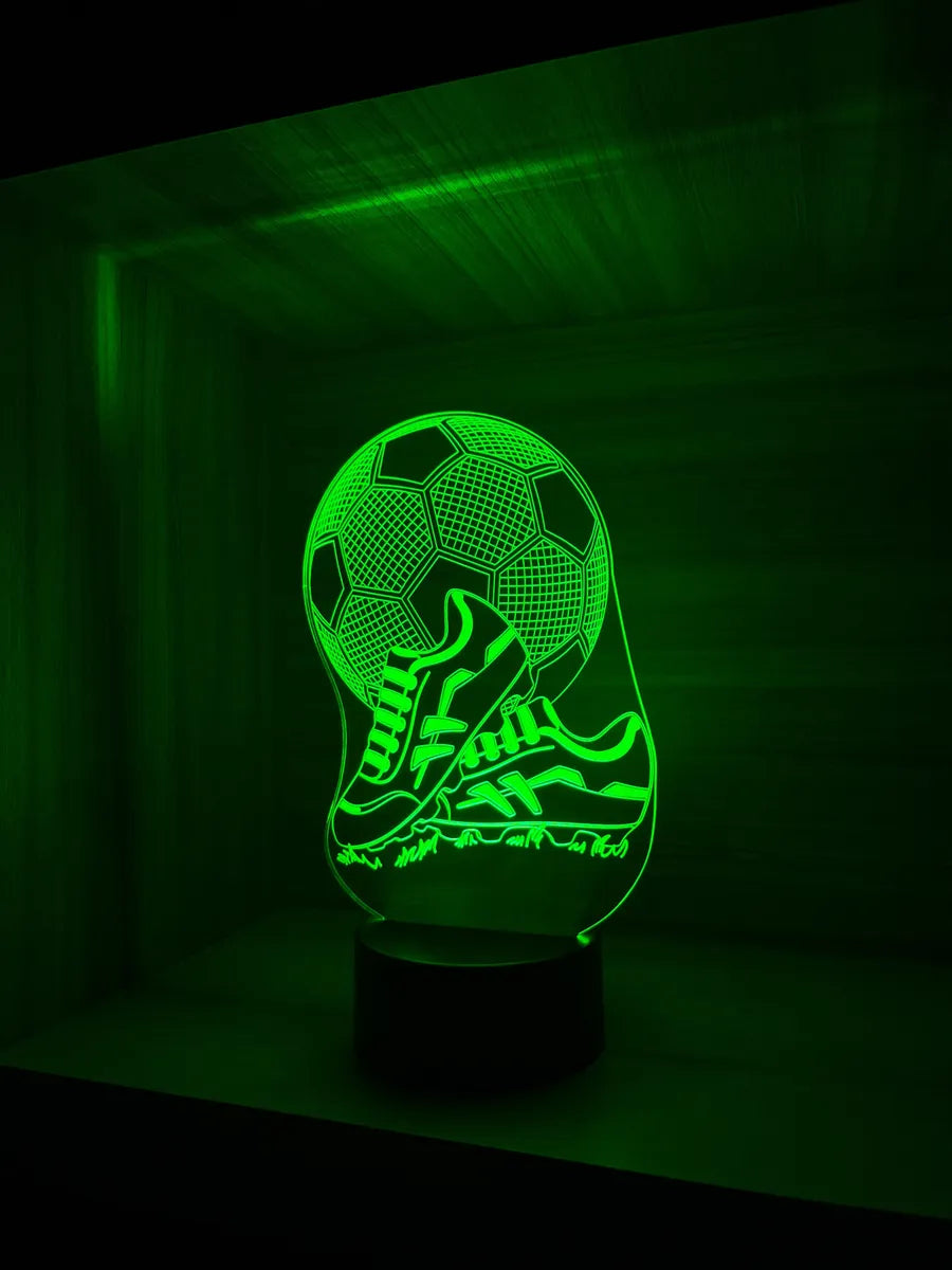 Lámpara Led Guayos Balón Fútbol Holograma Decoración Regalo - Negra