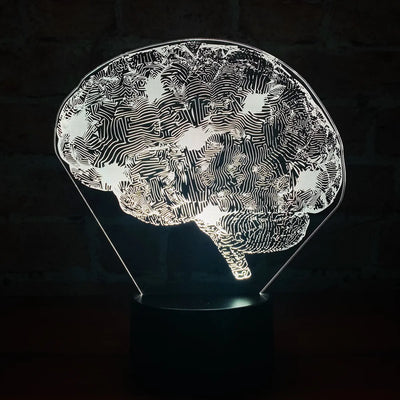 Lámpara De Noche Led Cerebro Holograma Regalo Decoración Negra