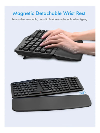 Teclado Inalambrico Ergonomico E-yooso K757 Con Reposamuñeca Negro