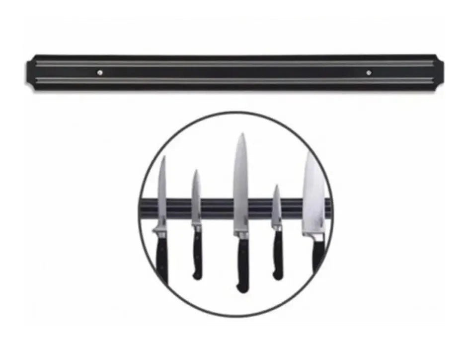 Soporte Para Cuchillos Tijeras Imán Riel Magnético 55 Cm Negro