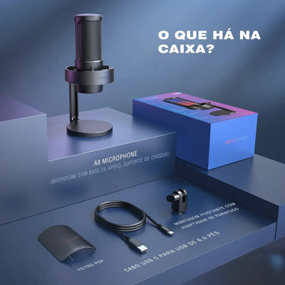 Micrófono dinámico Fifine A8 Gamer modelo color negro