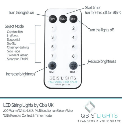 Qbis 200 Luces Led De Navidad De Color Blanco Cálido Con C.