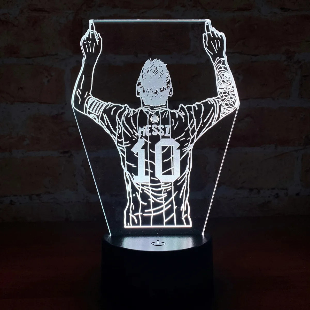 Lámpara Led Messi Fútbol Decoración Regalo Holograma - Negra