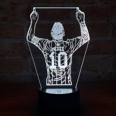 Lámpara Led Messi Fútbol Decoración Regalo Holograma - Negra