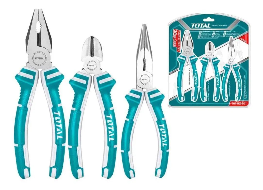 Kit Juego De Tres Pinzas Total Tht1k0301 Turquesa