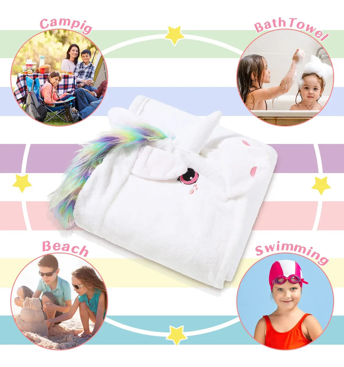 Moukeren Toalla De Bao Con Capucha Con Temtica De Unicornio