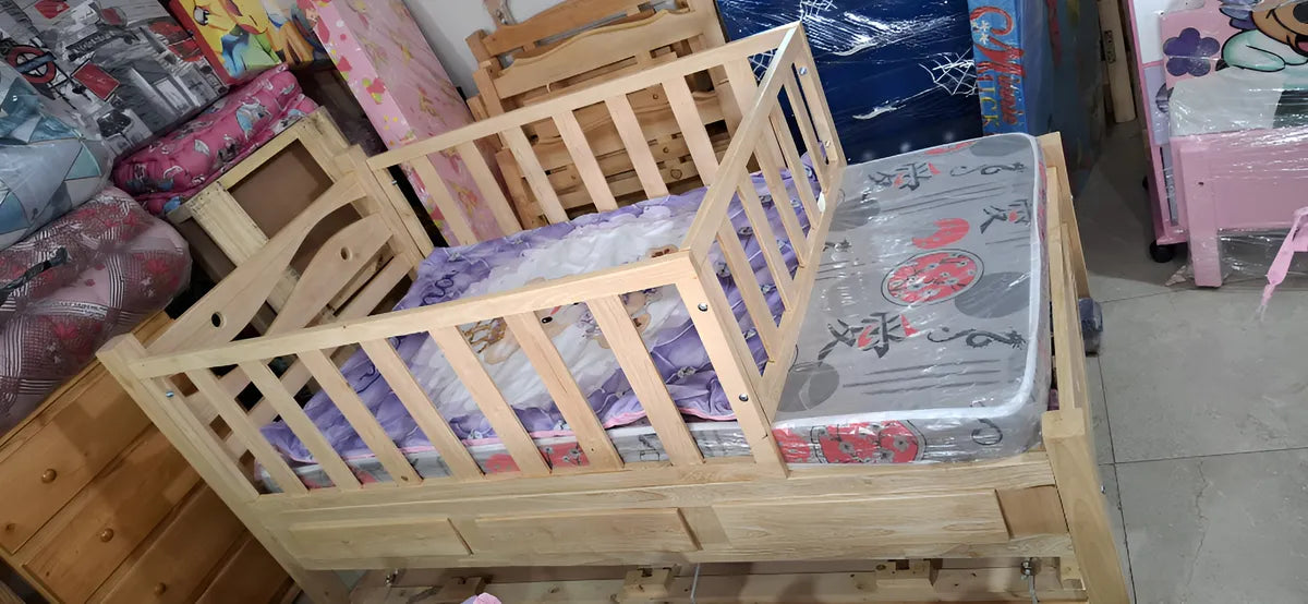 Cama Cuna Flor Morado, Corral De 150cm Natural Flor Morado