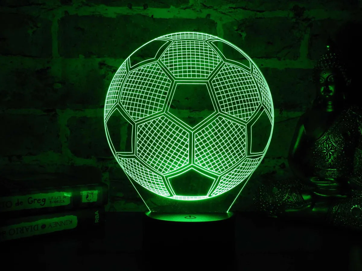 Lámpara De Noche 3d Led Balón Fútbol Regalo Holograma Negra