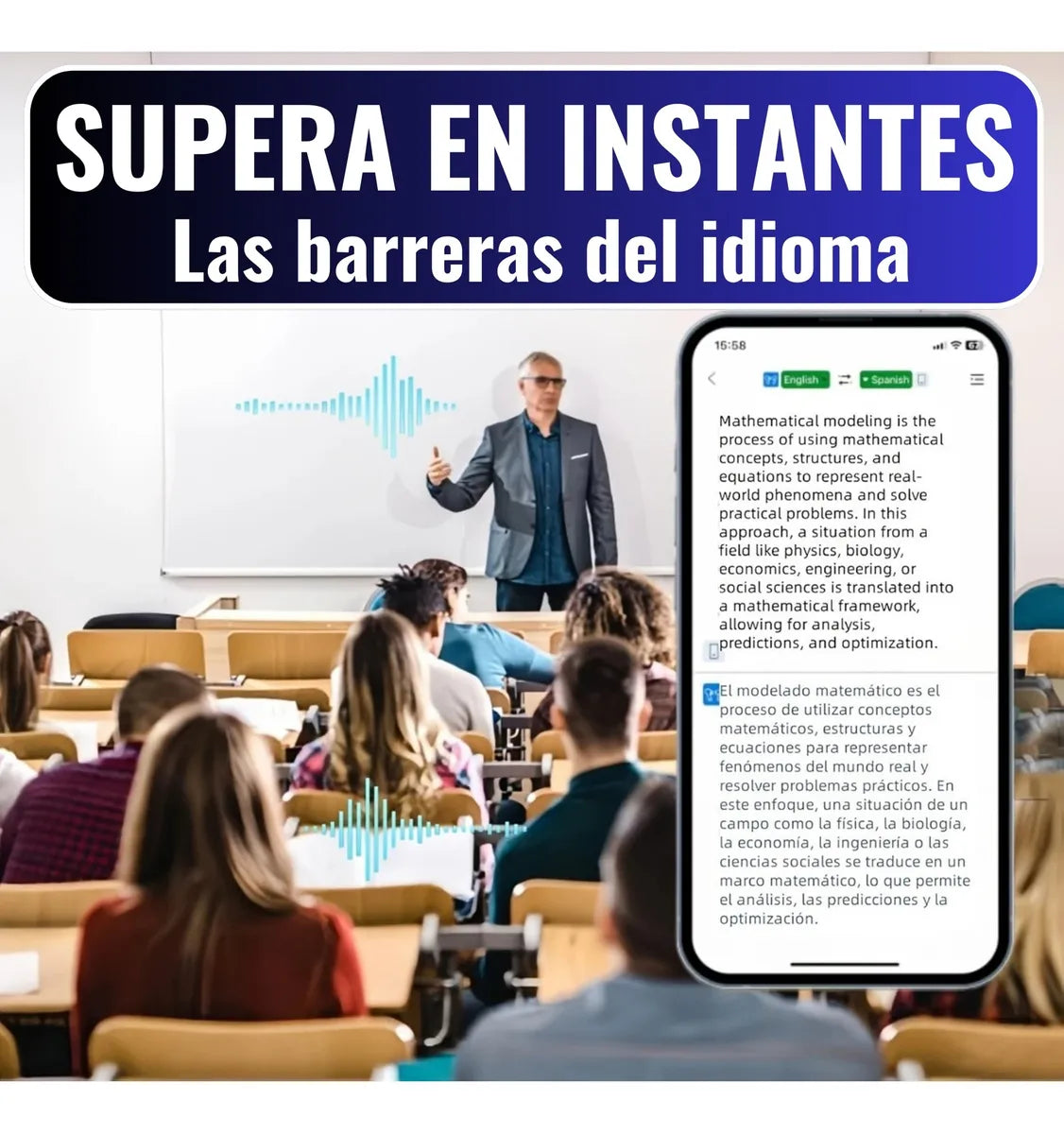 Audifonos Traductores De Idiomas Inalámbricos Simultaneos Negro