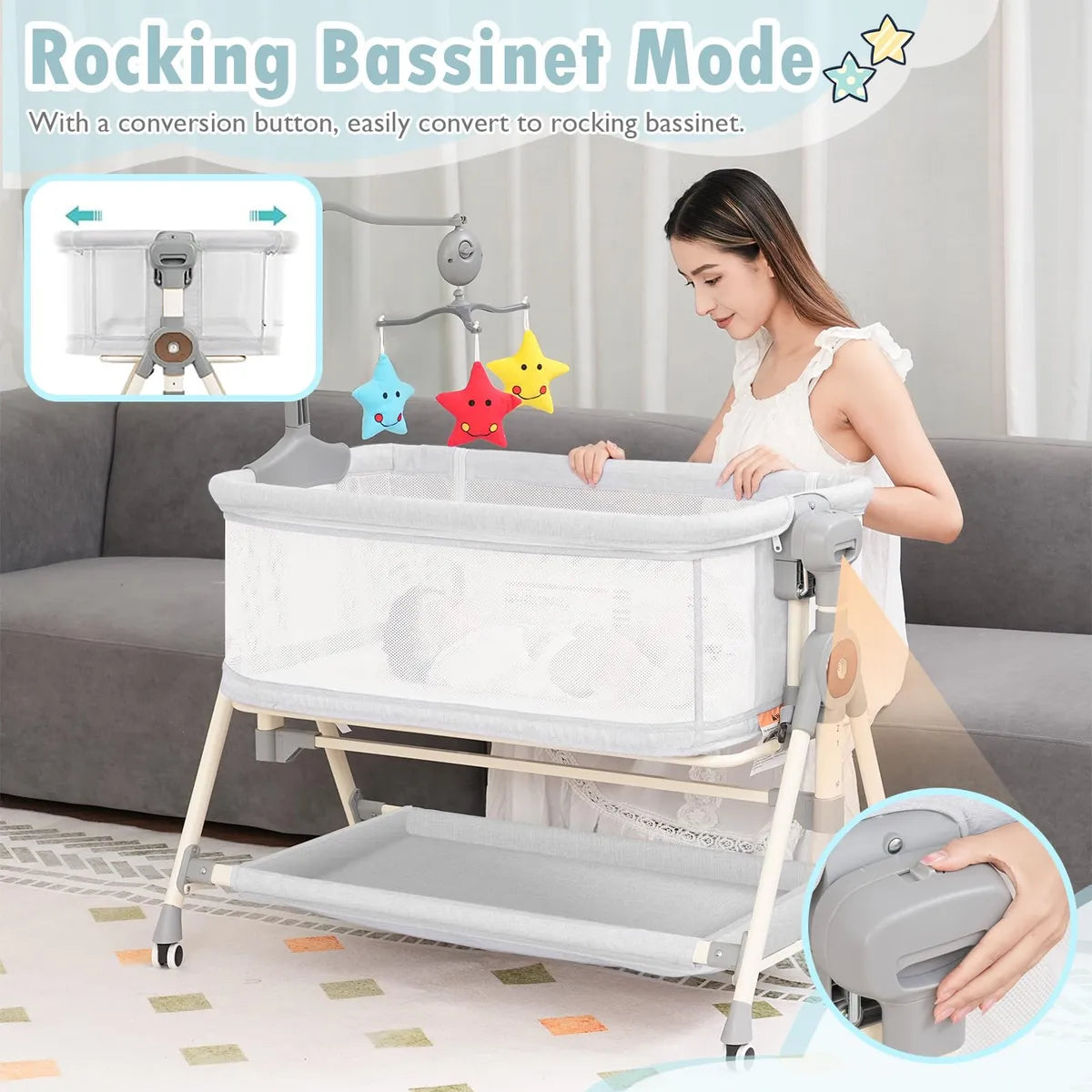 Meichyun Cuna Mecedora Para Bebe, Moises De Noche Para Bebe,