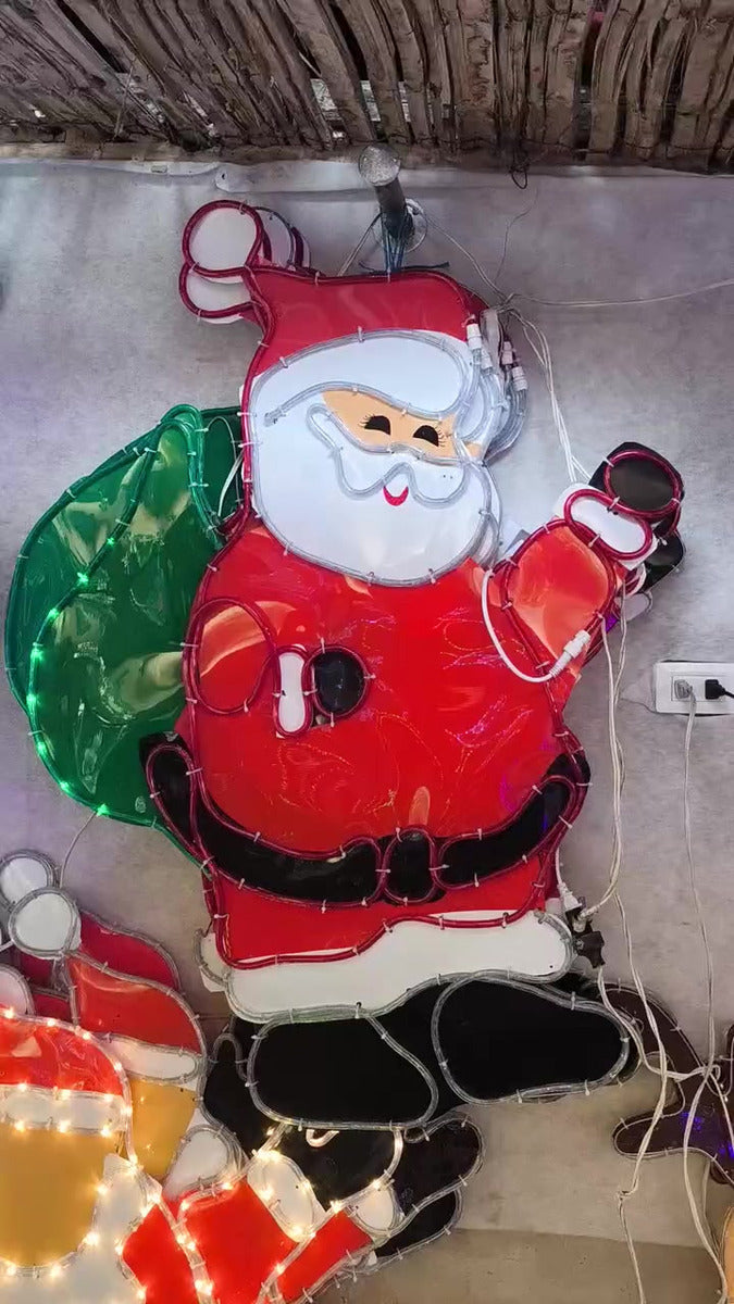Papá Noel Navidad Luz Led Luces Navideñas Rojo, Blanco Y Verde