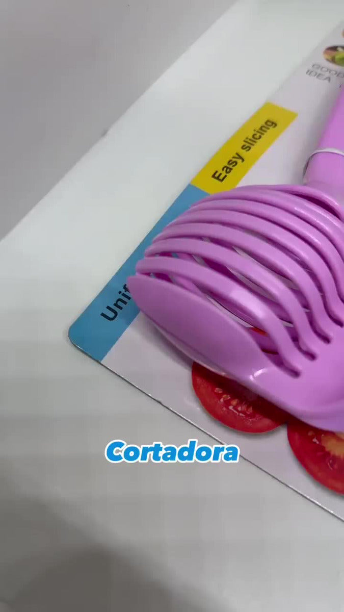Cortadora De 2 Piezas De Frutas Verduras Azul Y Rosado Papas Multicolor