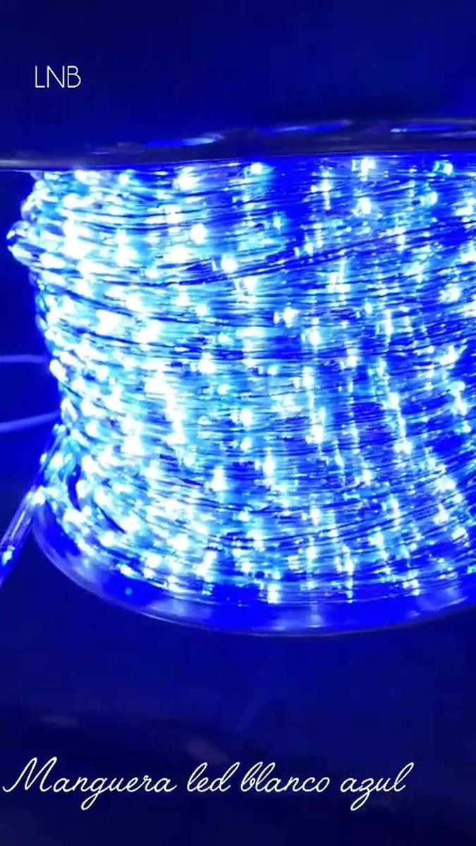 Manguera Led 3 Vias Luces Navideñas X 15mt Blanco Y Azul