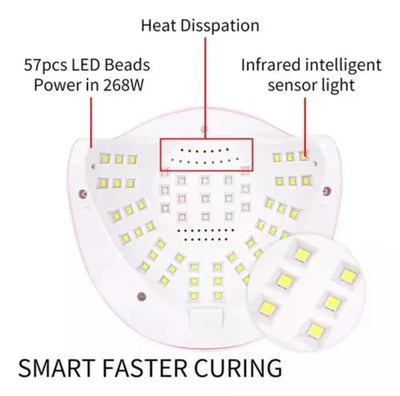 Lampara De Secado De Uñas Uv Led Sun S8 Pro 268w Fucsia