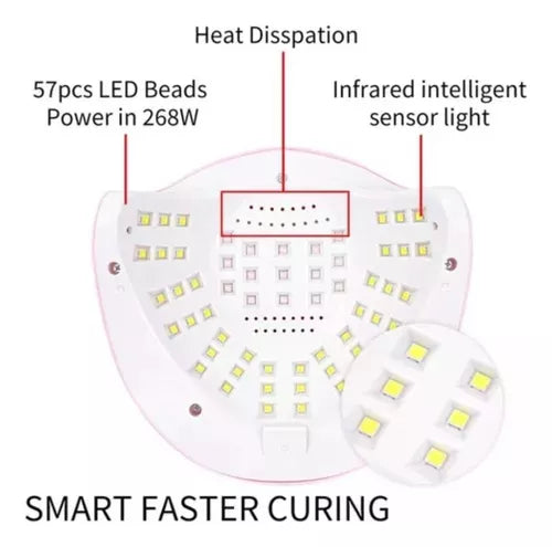 Lampara De Secado De Uñas Uv Led Sun S8 Pro 268w Fucsia