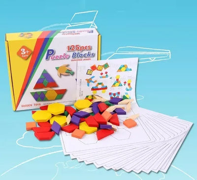 Puzzle Rompecabezas Geométrico De Madera Para Niños 125pc