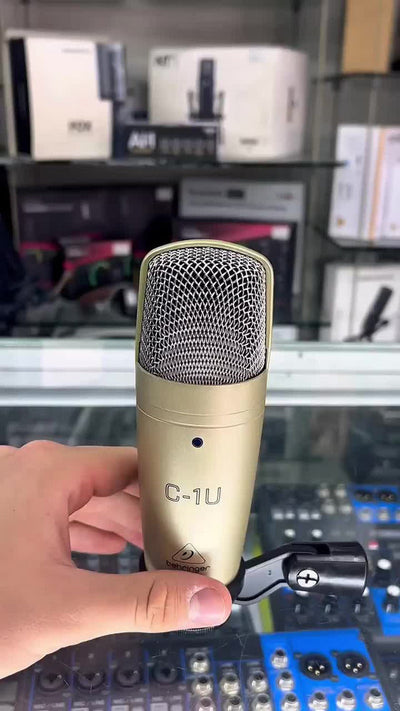 Micrófono Behringer USB CONDENSER MICROPHONE C-1U Condensador Cardioide color doradoS