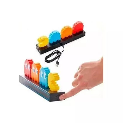 Lampara Luz Nocturna Usb Control Sonido Colorido De Pac-man