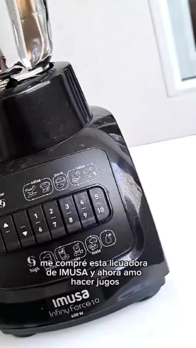 Licuadora Imusa Infiny Force XL 10 2.2 L negra con vaso de vidrio