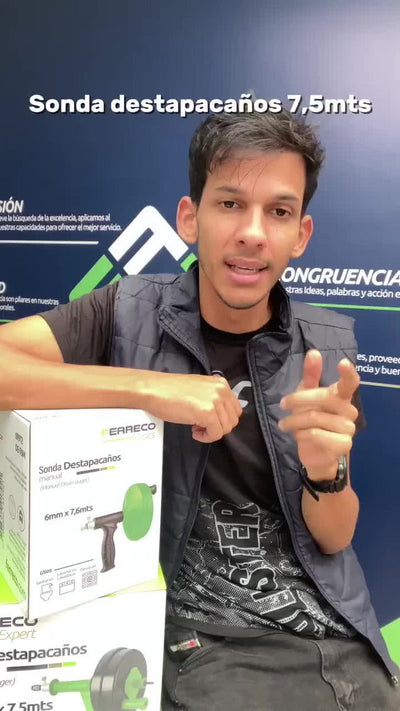Sonda Destapacaños Manual Con adaptación a Taladro 7,6 MTs, Tuberias, desagues, sanitarios, lavamanos Ferreco Expert