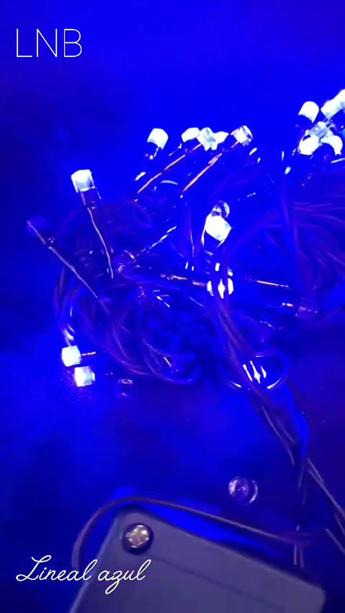 Serie Navideña Luz Led Azul X100 Luces Cable Verde Paq. X4
