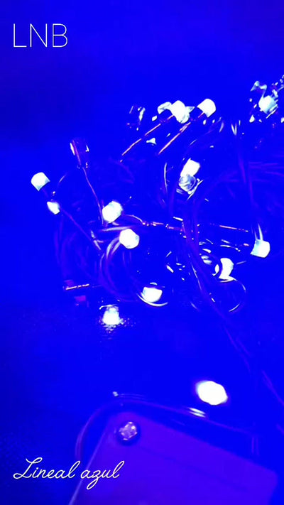Serie Navideña Luz Led Azul X100 Luces Cable Verde Paq. X2