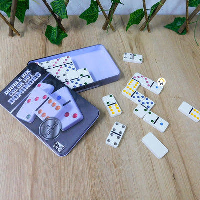 Dominó Juego de Mesa Caja Metálica Set 28 Piezas J003