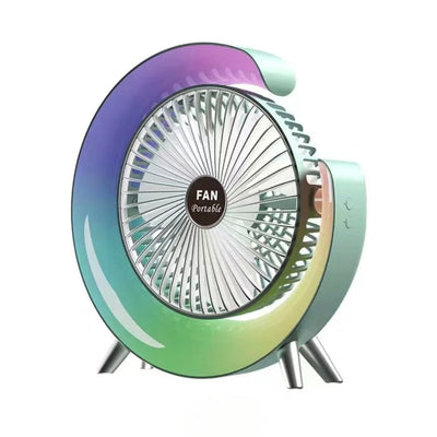 Mini Ventilador De Mesa Recargable Con Luz Led F10