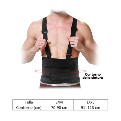 Faja De Fuerza Lumbar Cinturón Seguridad Trabajos Pesados Tirantes Ajustables RF 010