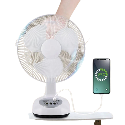 Ventilador Recargable Panel Solar Dos Bombillos GD-8019