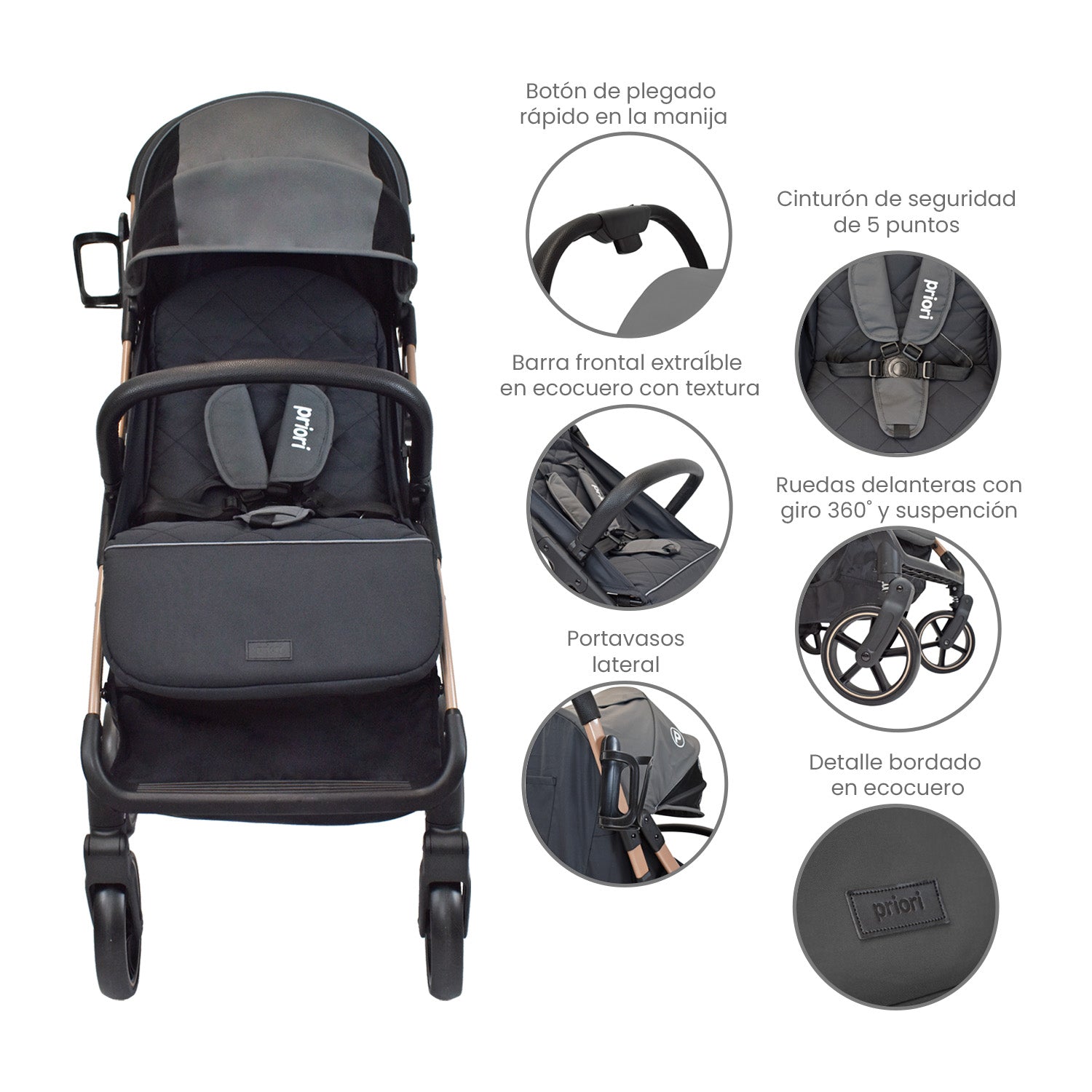 COCHE PARA BEBÉ ESTÁNDAR NOVA - NEGRO PRIORI