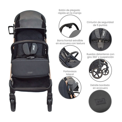 COCHE PARA BEBÉ ESTÁNDAR NOVA - NEGRO PRIORI