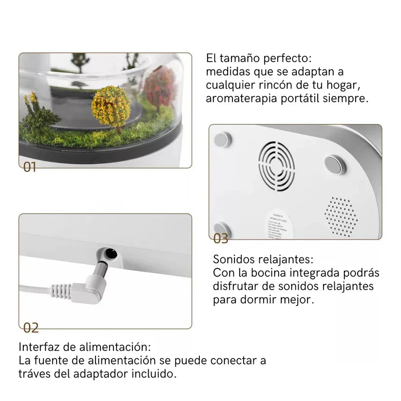 BosqueVivo™ – Relajación Natural con Lluvia y Aromas Humidificador