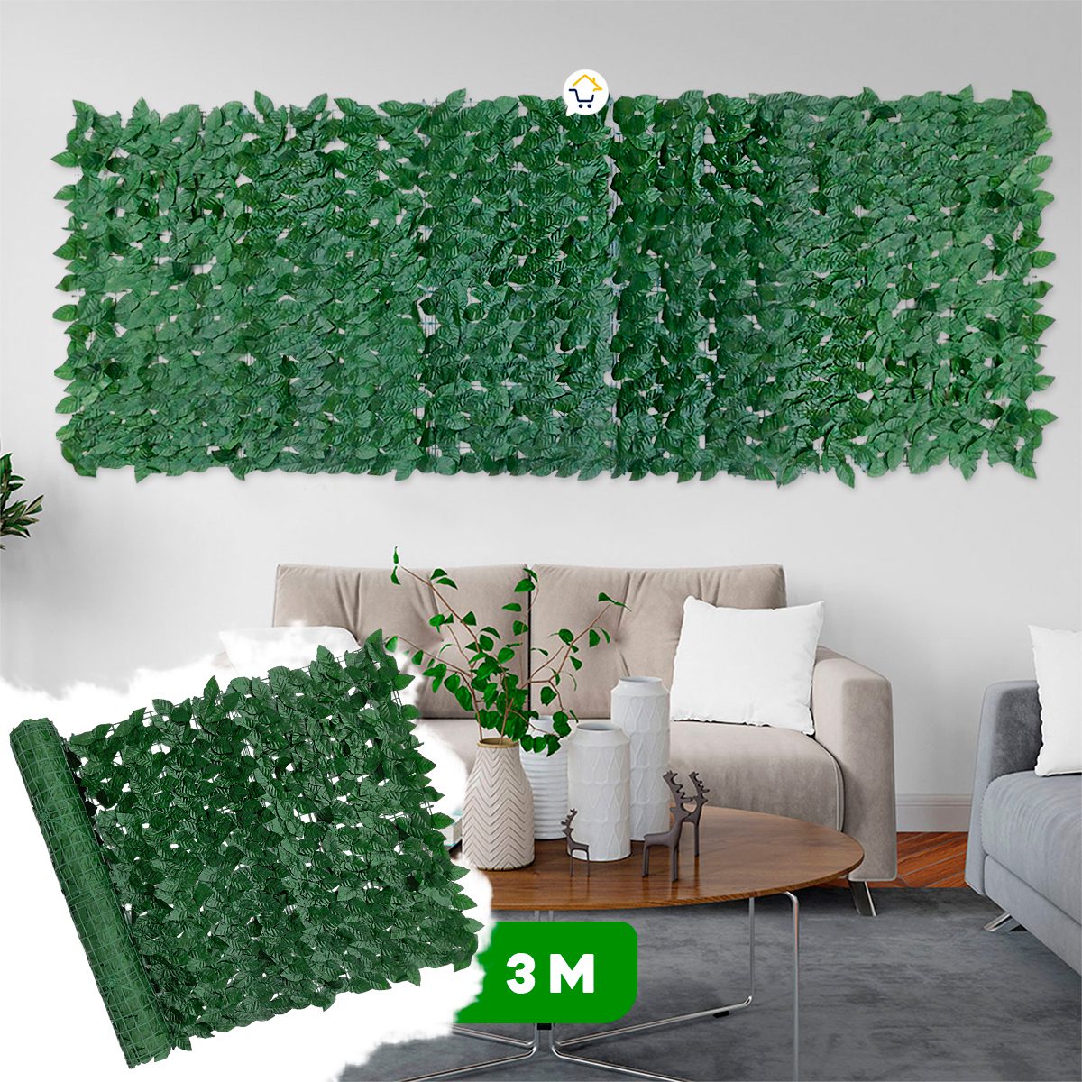 Jardín Vertical 3X1M Artificial Muro Follaje Ecológico FM1000