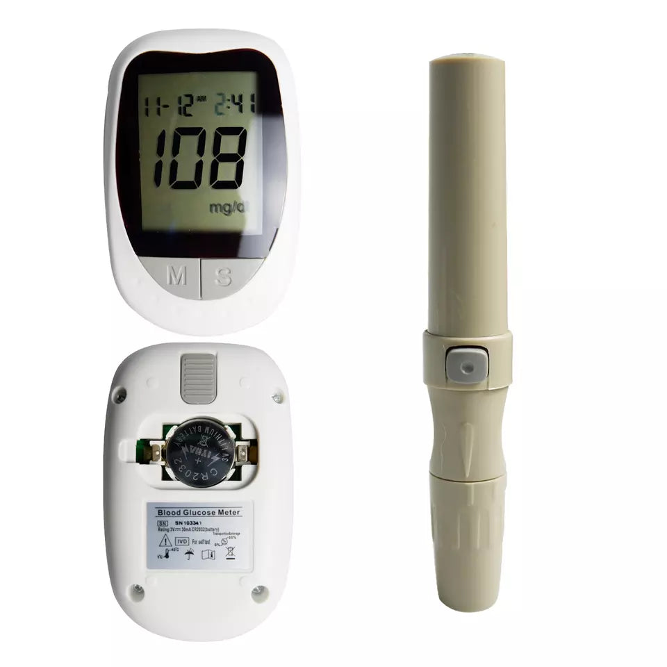 Kit Glucómetro para la Diabetes + 50 tiras de prueba + 50 Agujas KH-100