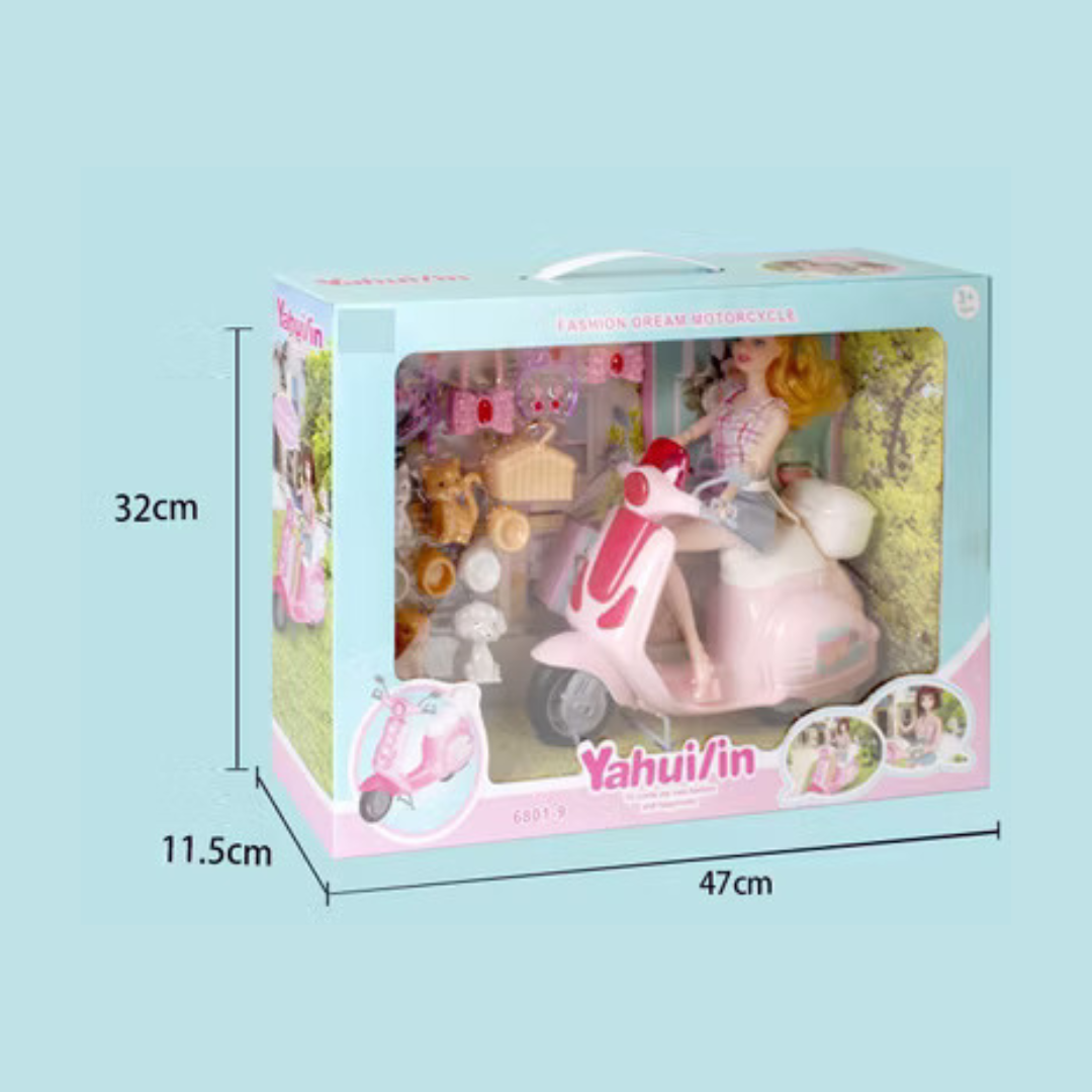 MUÑECA CON MOTO + ACCESORIOS 6801-9 MUNBE
