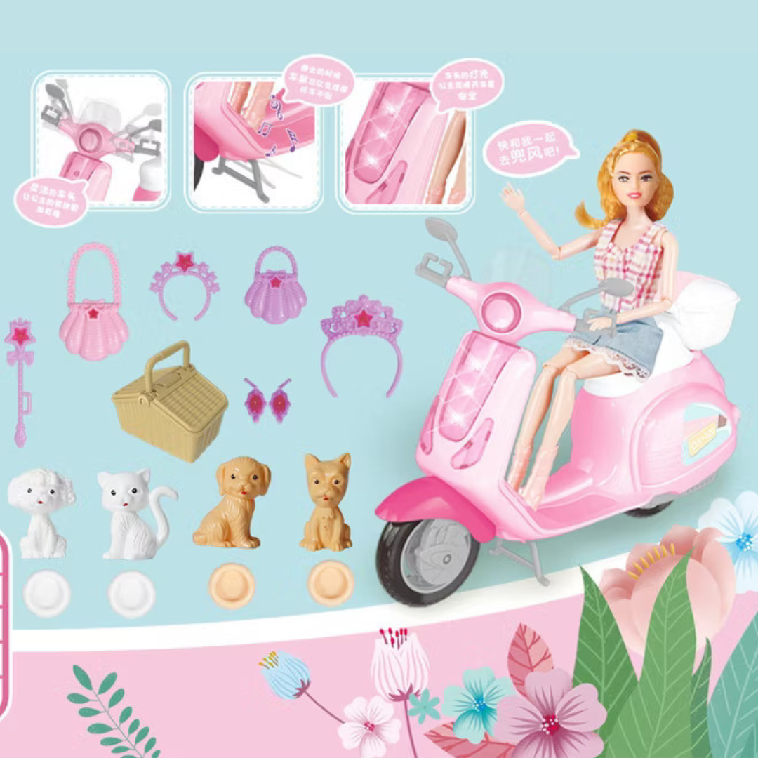 MUÑECA CON MOTO + ACCESORIOS 6801-9 MUNBE
