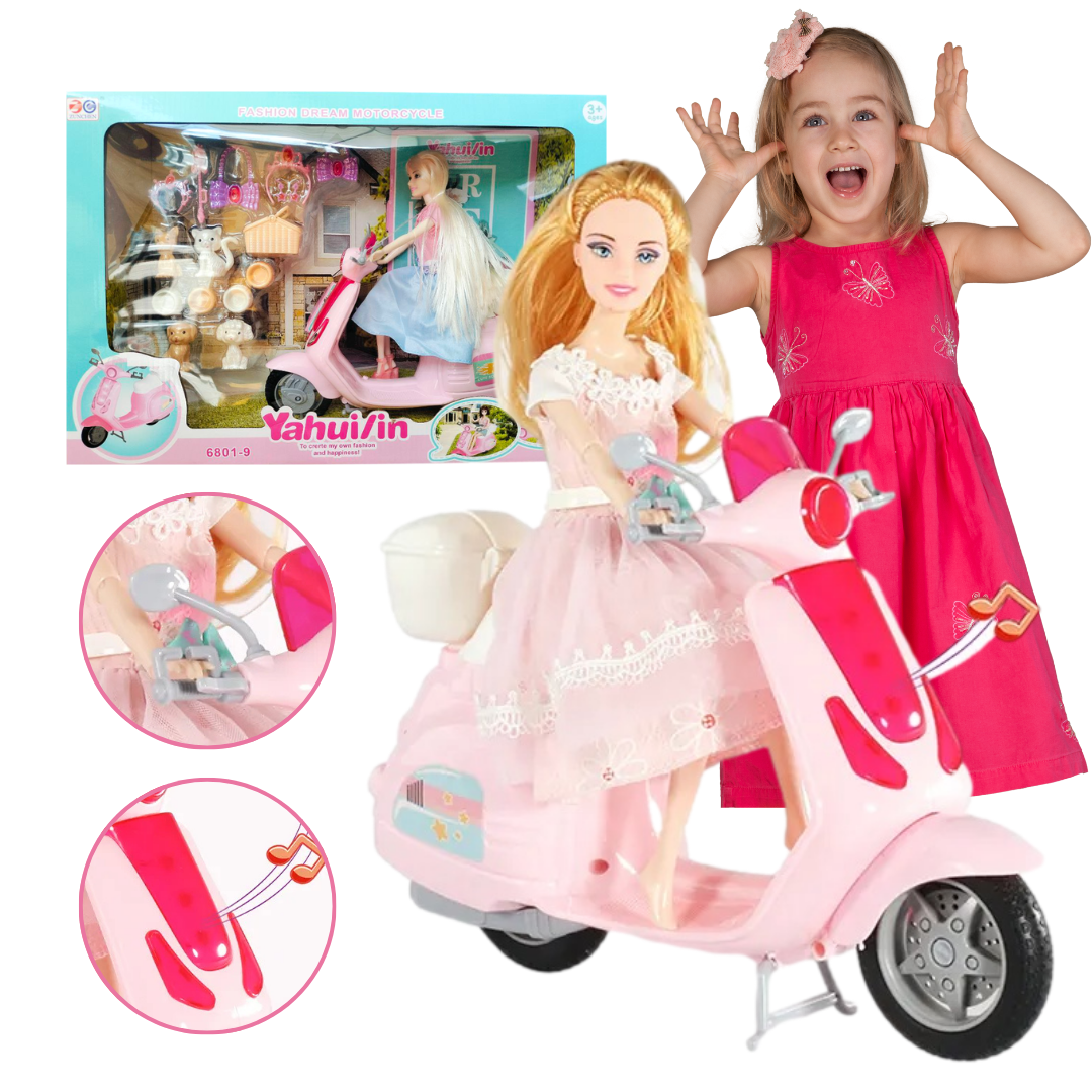 MUÑECA CON MOTO + ACCESORIOS 6801-9 MUNBE