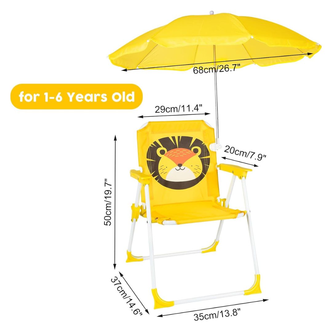 SILLA PLAYERA CON SOMBRILLA PARA NIÑOS ESTAMPADO DE LEÓN 093-557 MUNBE