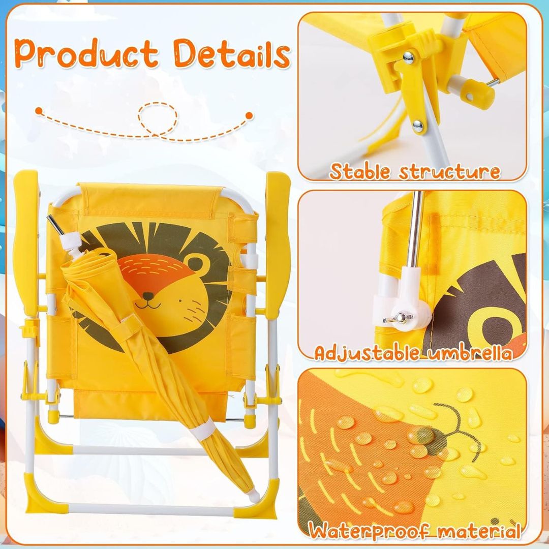 SILLA PLAYERA CON SOMBRILLA PARA NIÑOS ESTAMPADO DE LEÓN 093-557 MUNBE